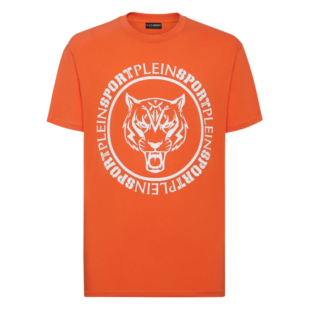 Plein Sport Men's Orange Training T-Shirts & Tops, M, T-Shirt Round Neck Carbon Tiger