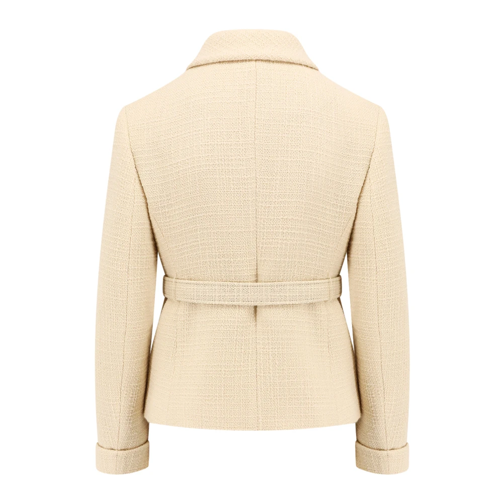 Valentino Wollen Blazer met Leren Riem Beige Dames