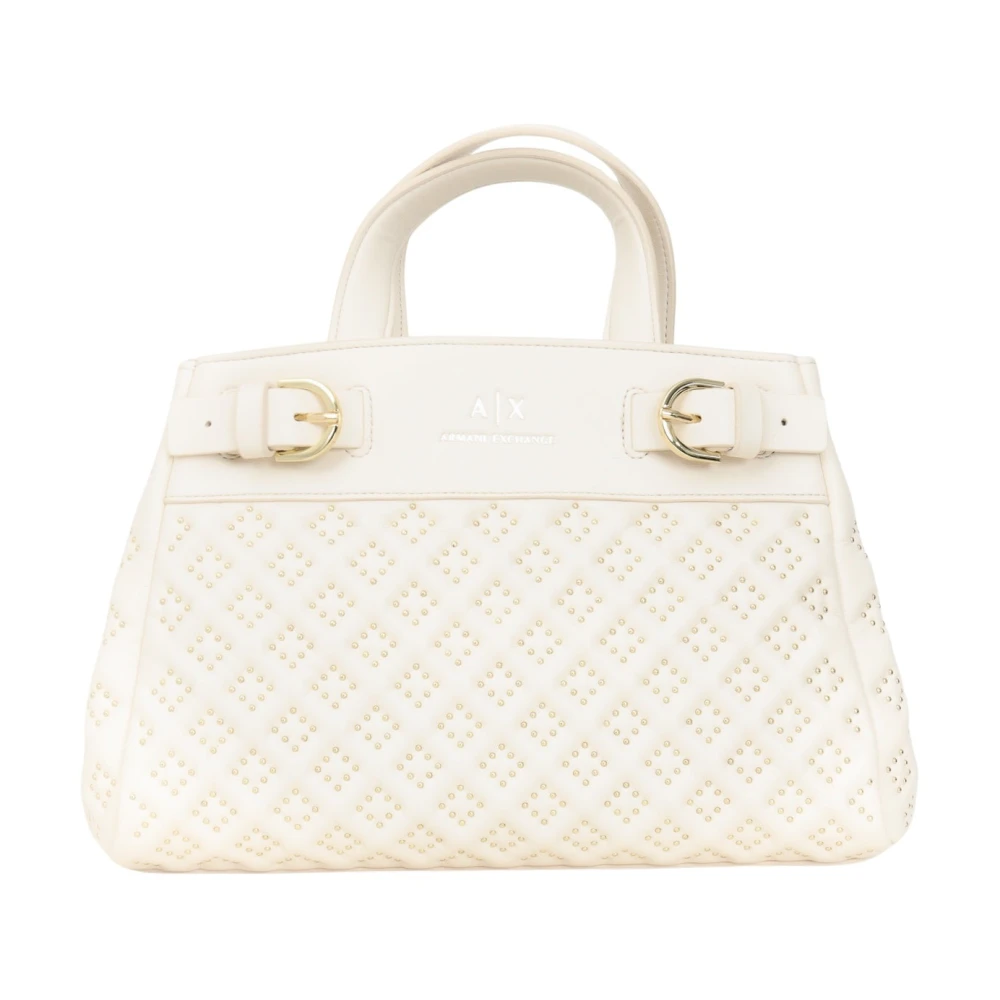 Armani Exchange Casual Beige Handtas met Stud Details Beige Dames