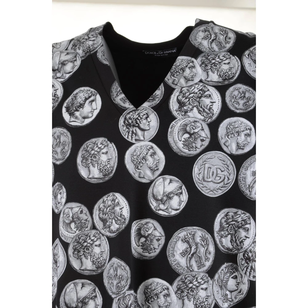 Dolce & Gabbana Heren V-hals Munten T-shirt Black Heren