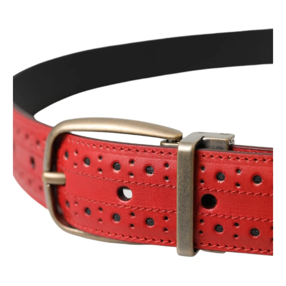 Dolce & Gabbana Rode Geperforeerde Leren Riem Mannen Red Dames