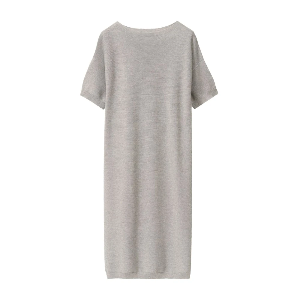 Fabiana Filippi Grijze Boothals Jurk Knielengte Gray Dames