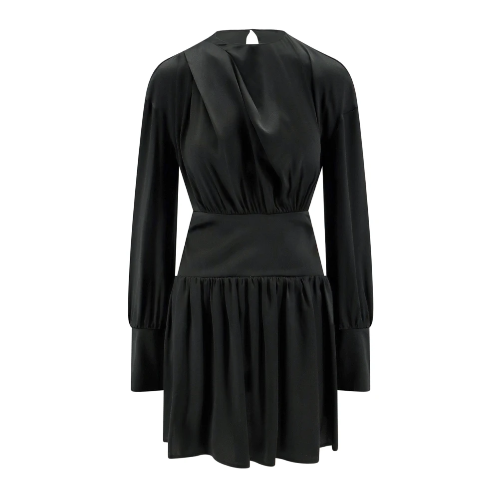 Semicouture Zwarte jurk met V-hals en open rug Black Dames