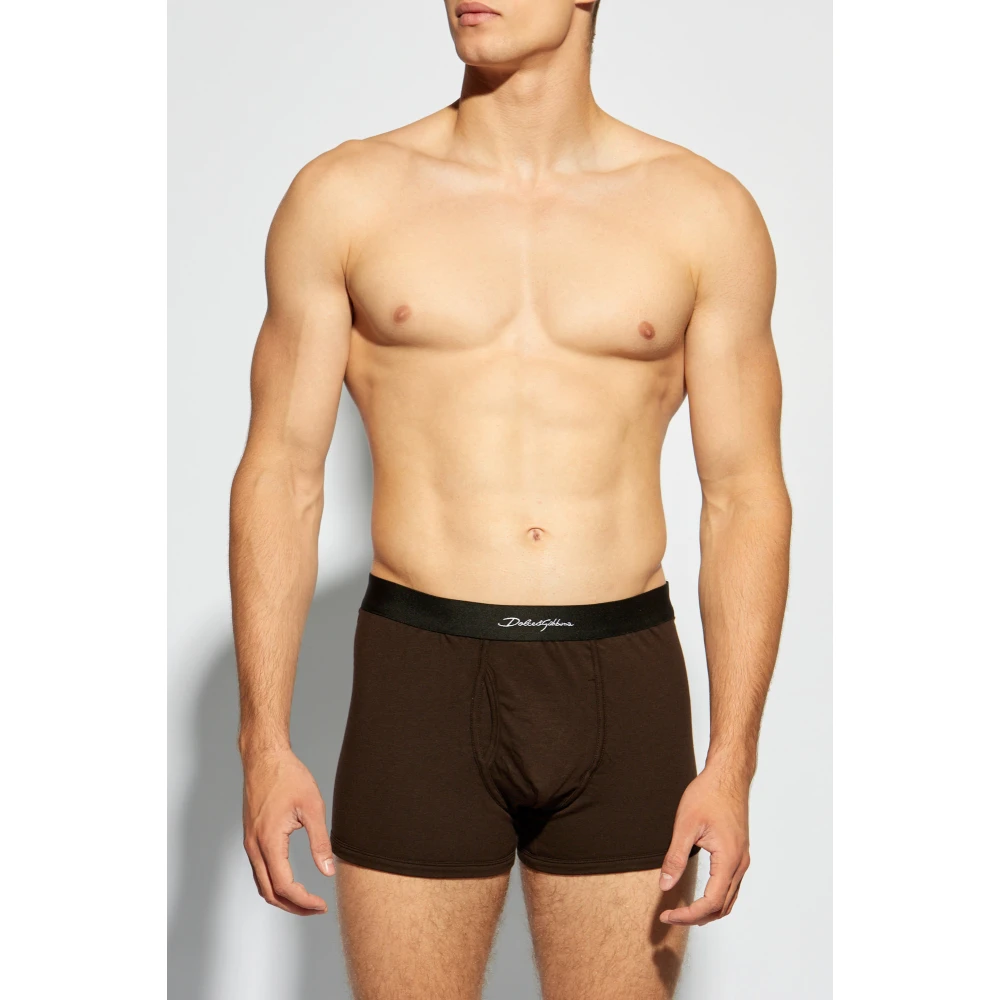 Dolce & Gabbana Boxershorts met logo Brown Heren