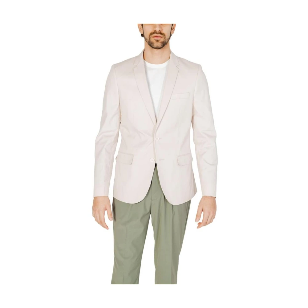 Antony Morato Men's Gray Blazers, M, Cream Cotton Suit Blazer Model