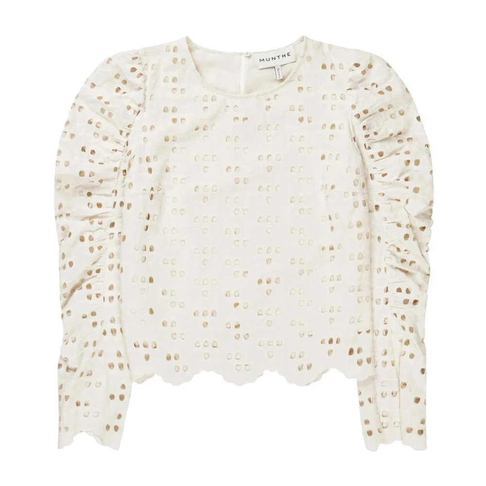 Munthe Elegante Top met Pofmouwen Beige Dames