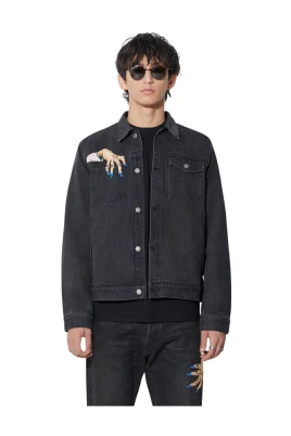 Jeansjacka med pärlbroderi