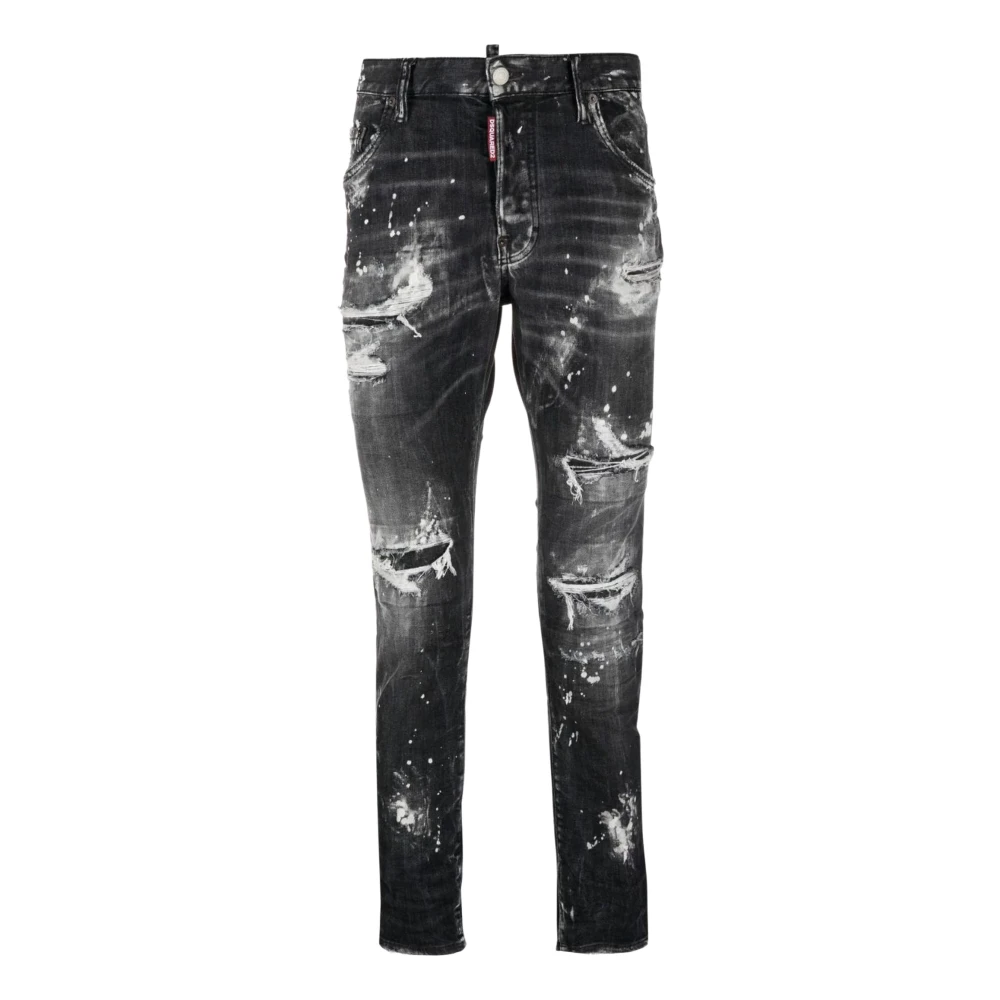Dsquared2 Slim-Fit Svarta Denim Jeans Black, Herr