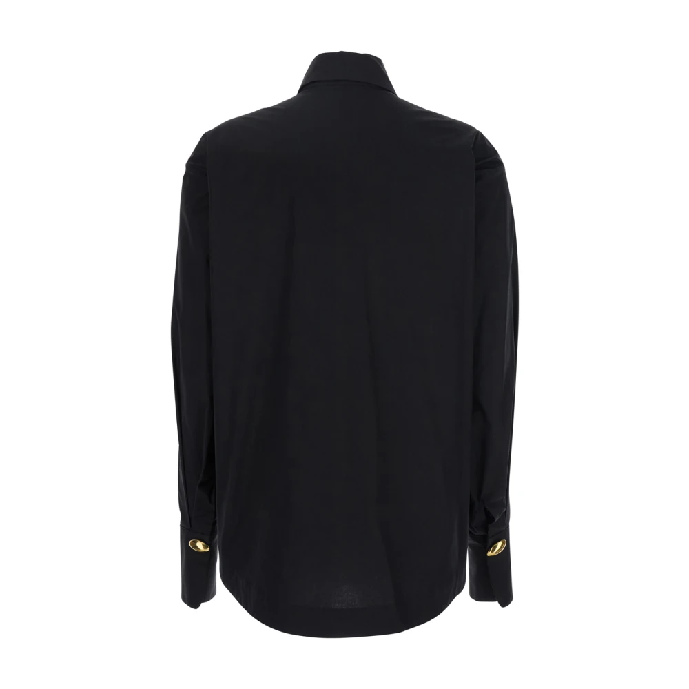 Federica Tosi Zwarte blouse met puntkraag Black Dames