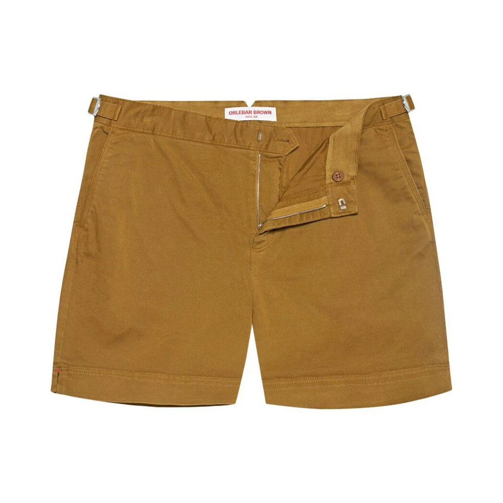 Orlebar Brown Gouden Khaki Stretch Katoenen Shorts Brown Heren