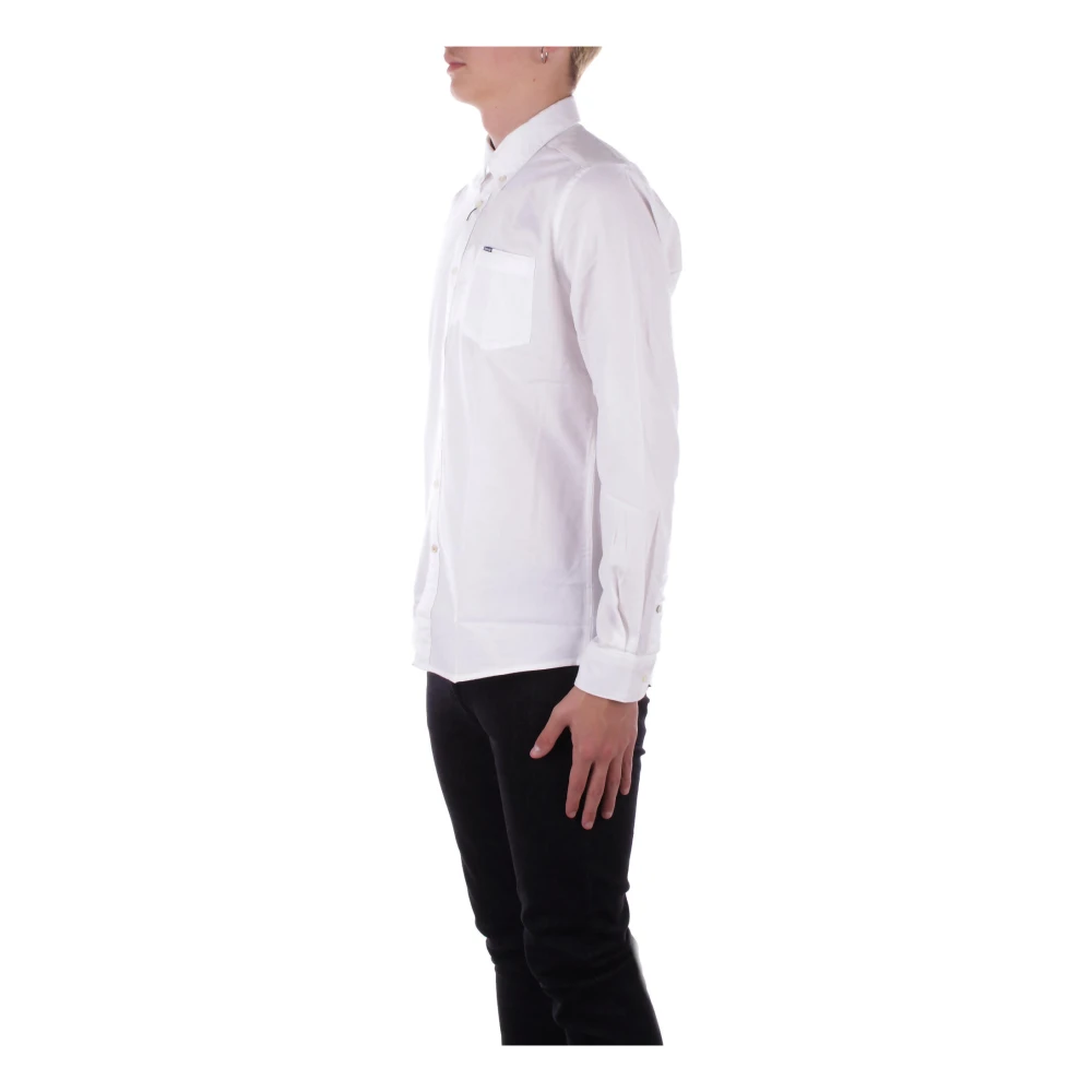 Barbour Wit Logo Voor Knoop Shirt White Heren