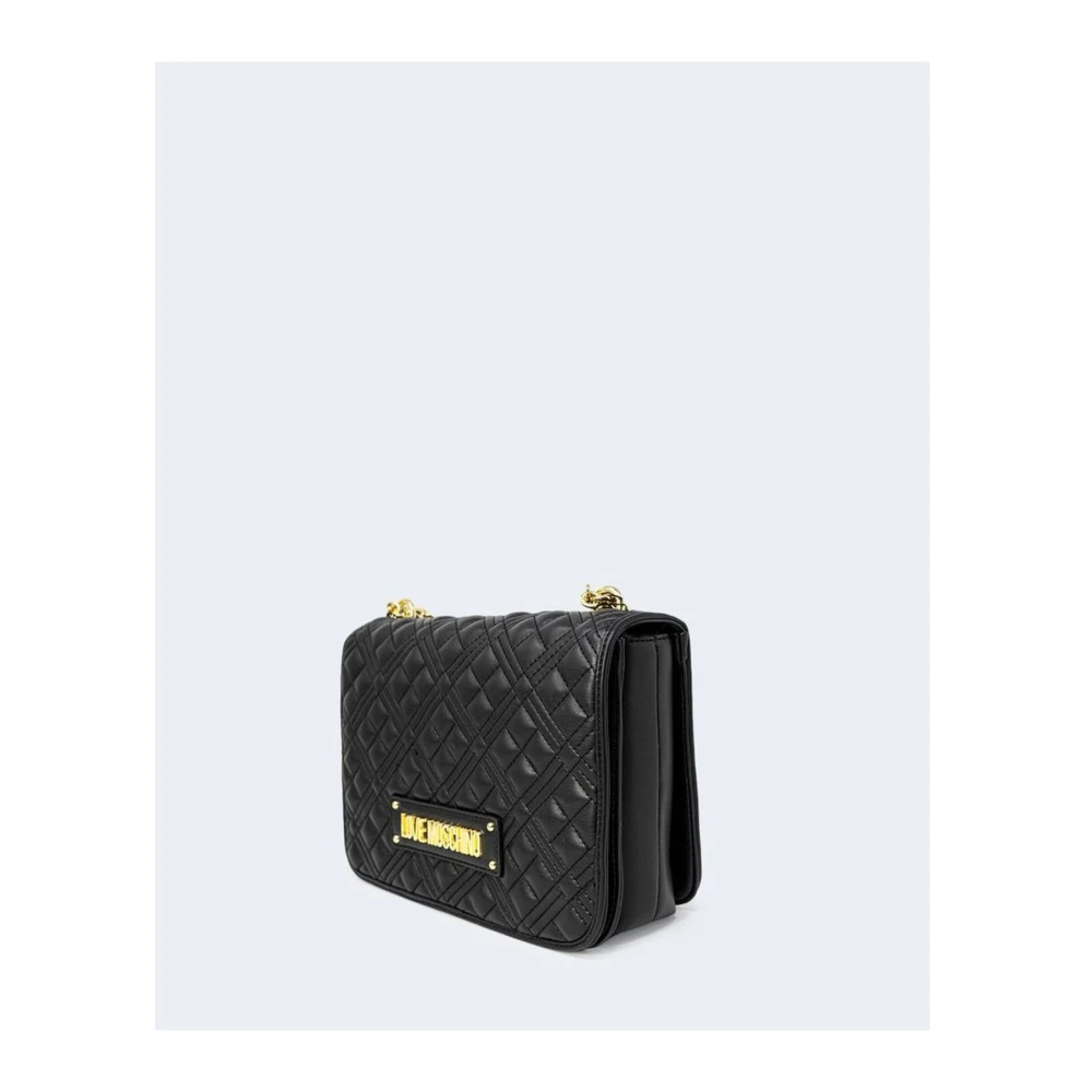 Love Moschino Gestructureerde polyurethaan handtas Herfst Winter collectie Black Dames