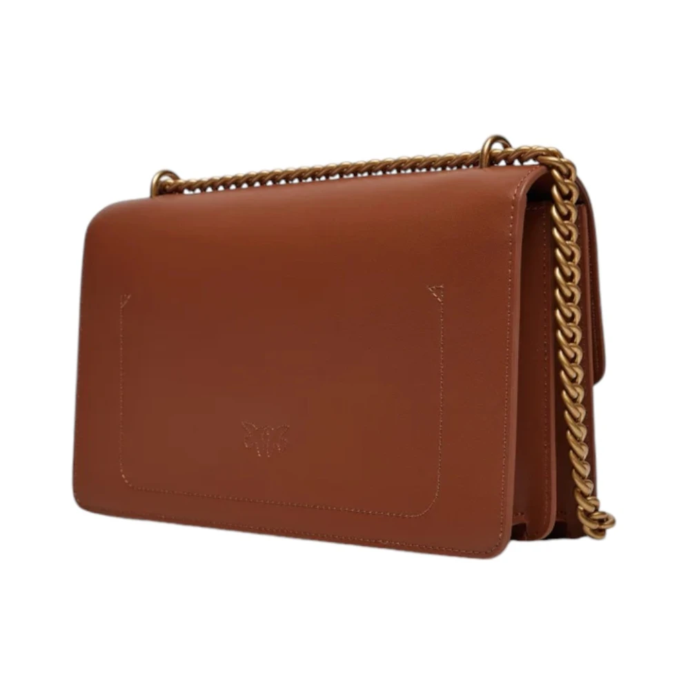 pinko Leren Schoudertas Brown Dames