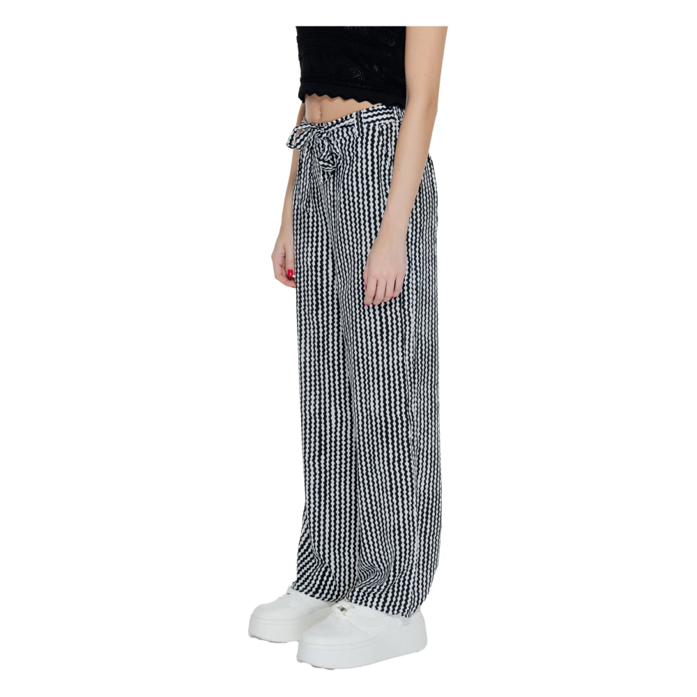 Only Geometrische Zwarte Vetersluiting Broek Black Dames