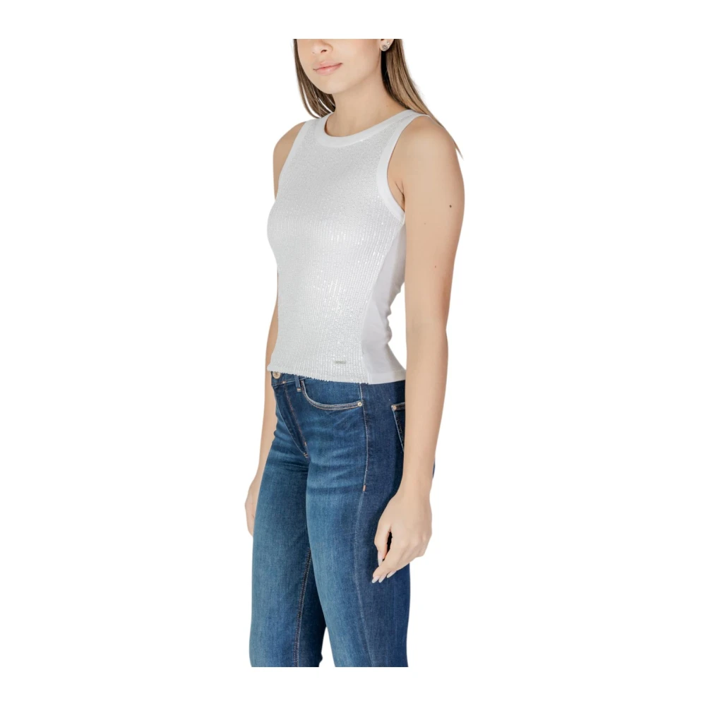 Guess Witte Paillette Tank Top White Dames