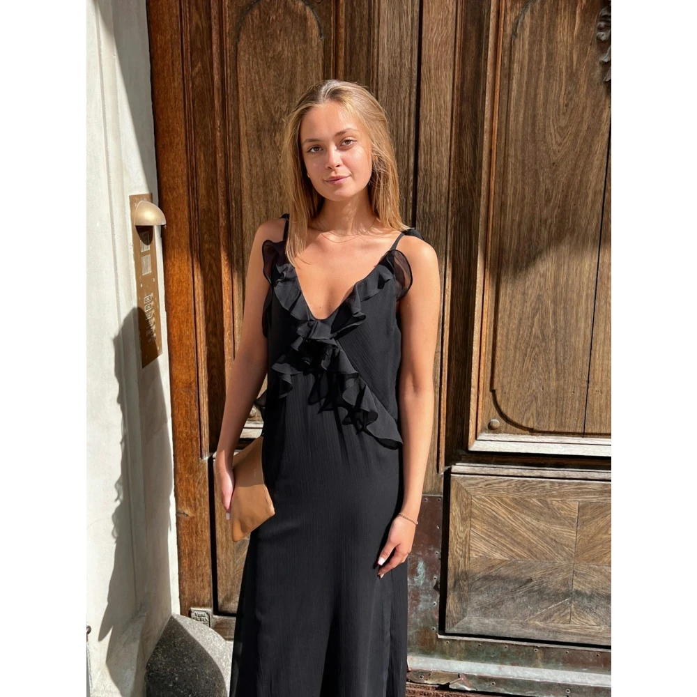 NEO NOIR Elegante Strap Jurk met Ruches Black Dames