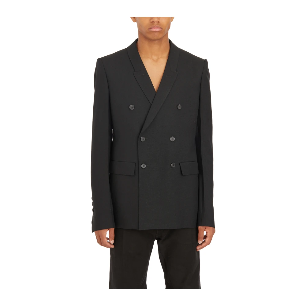 Rick Owens Zwarte Wollen Jas Black Heren