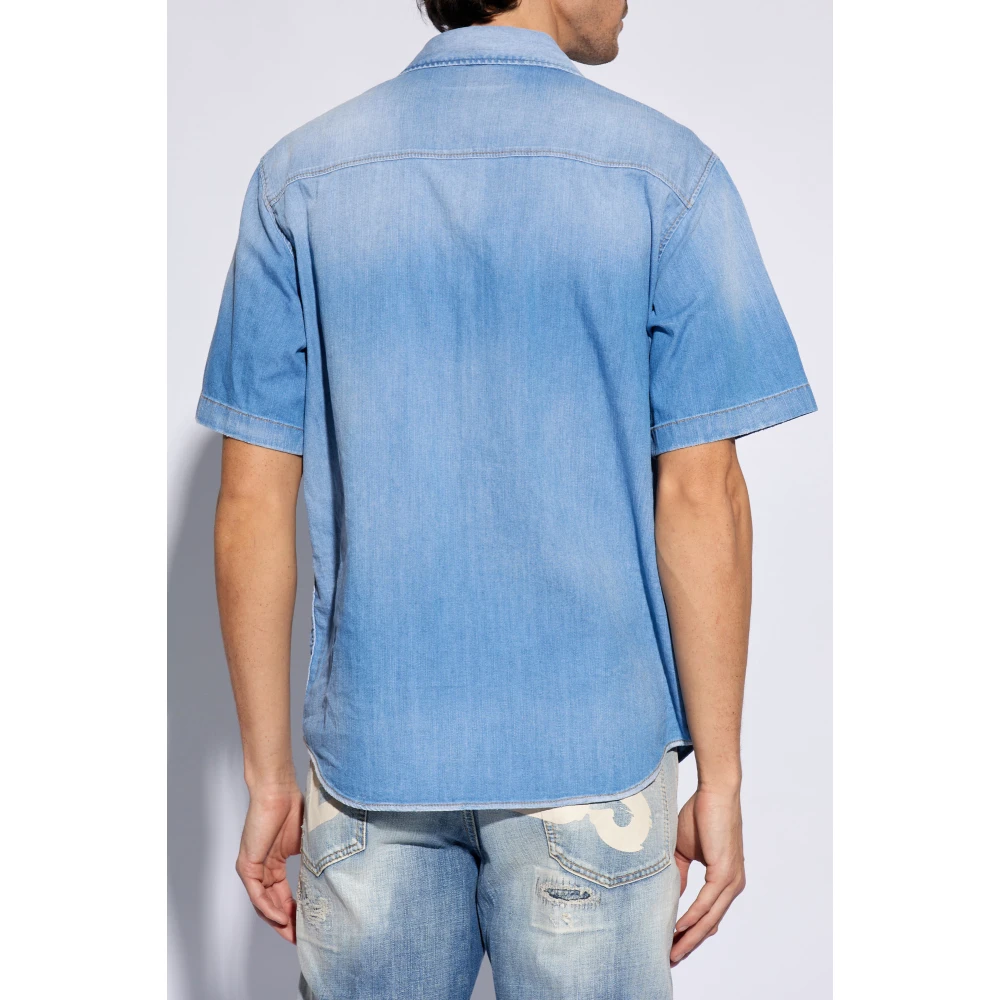 Dsquared2 Denim overhemd met korte mouwen Blue Heren