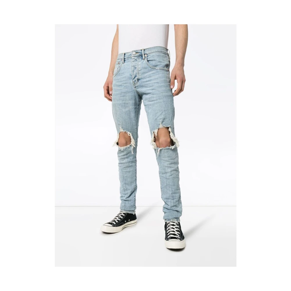 Purple Brand Slim Fit Distressed Jeans Blue Heren