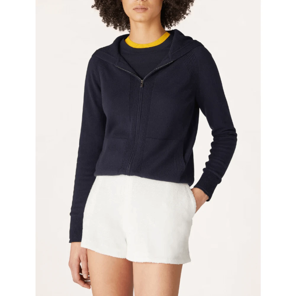 Loro Piana Blauwe Casual Bomber Jas Ritssluiting Blue Dames