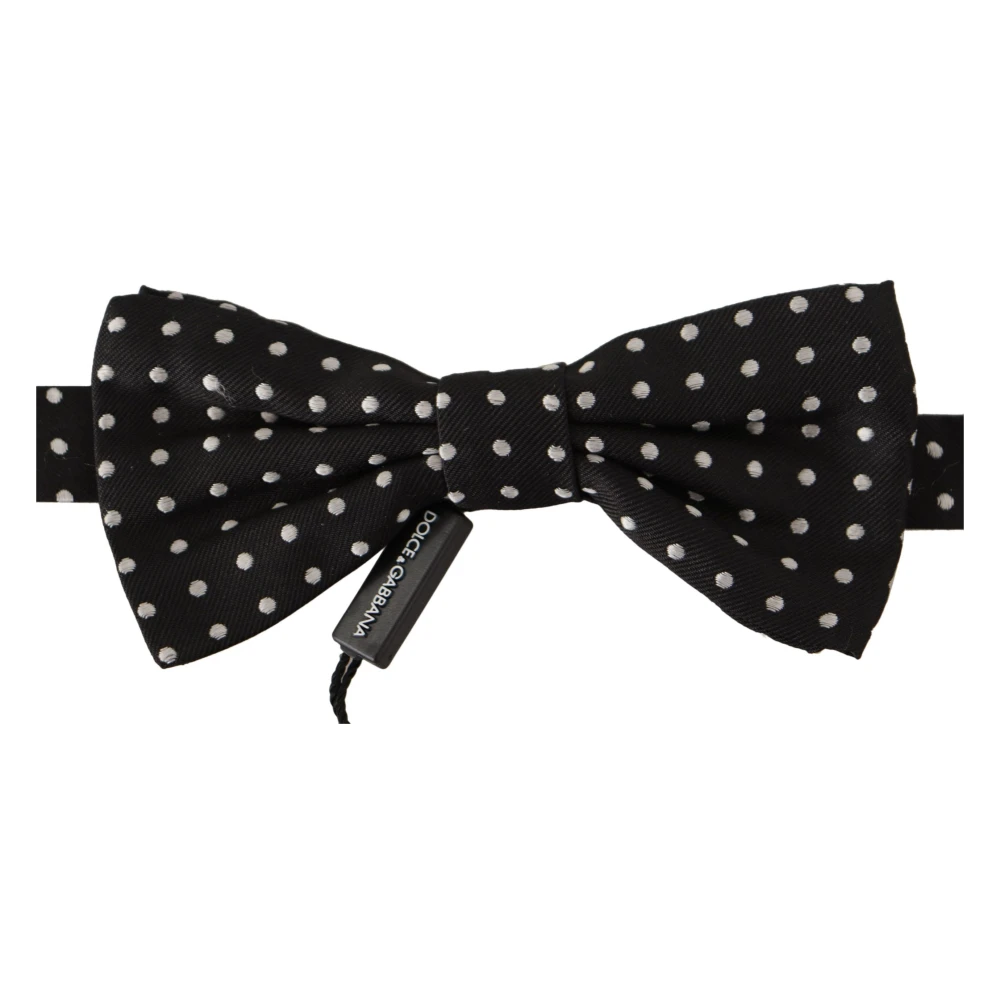 Dolce & Gabbana Stippen Zijden Vlinderdas Black Heren