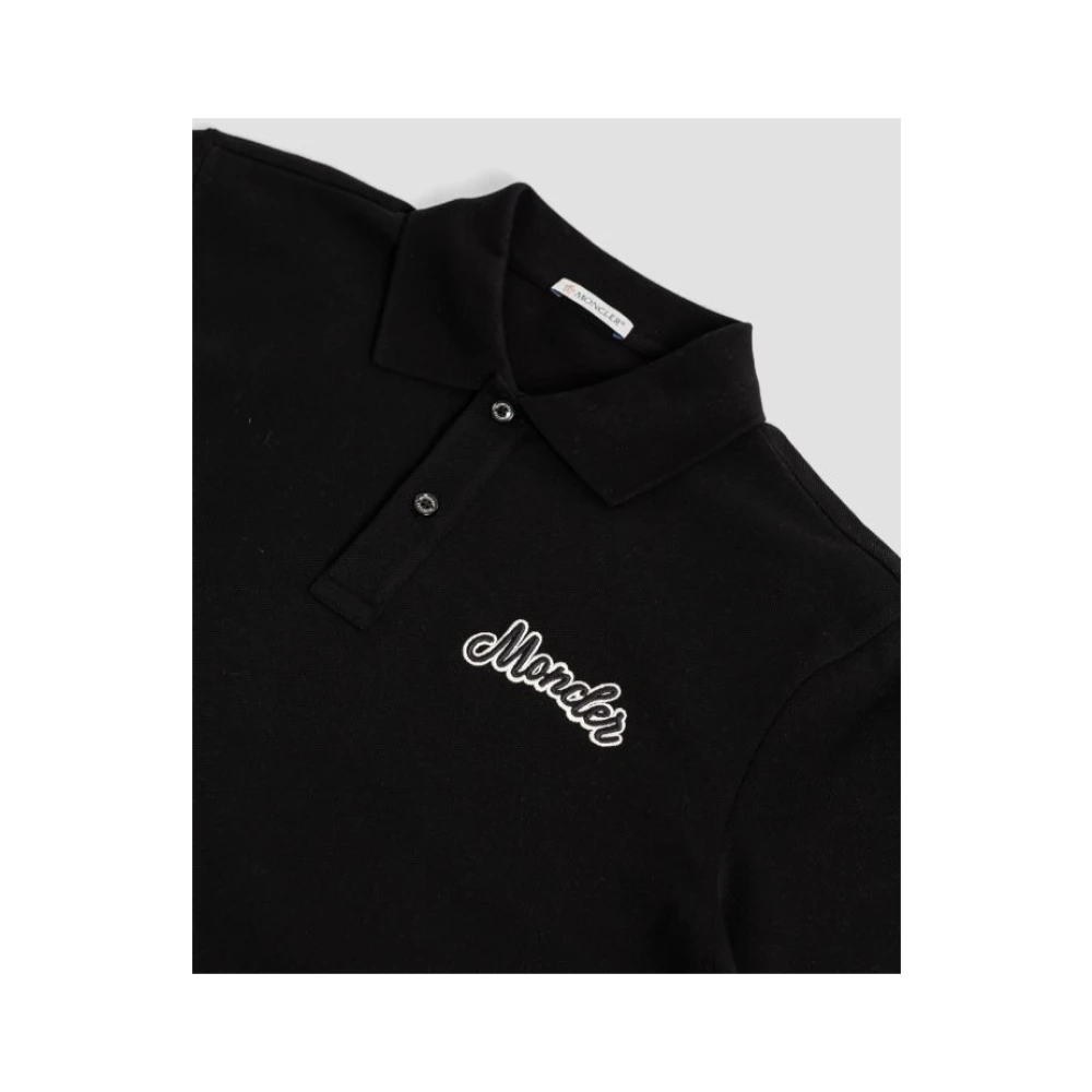 Moncler Zwart geborduurd poloshirt Black Heren