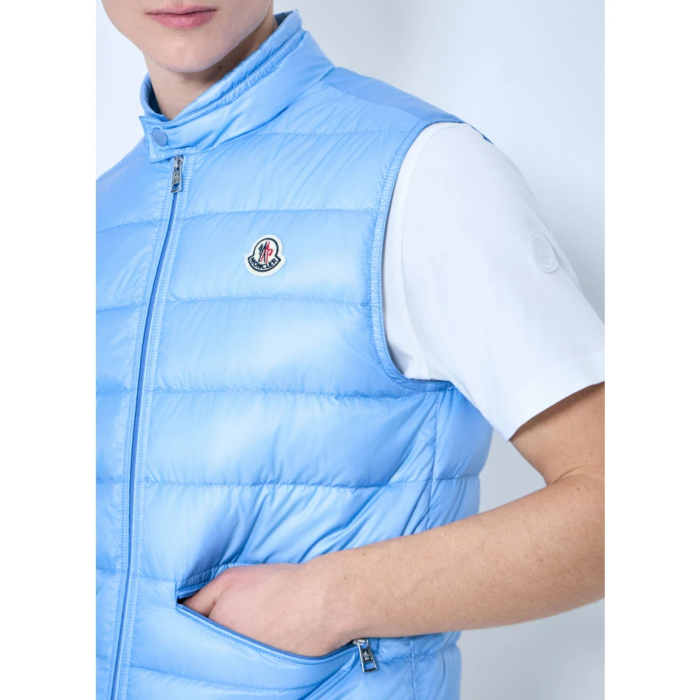Moncler Gewatteerd Down Gilet met Logopatch Blue Heren