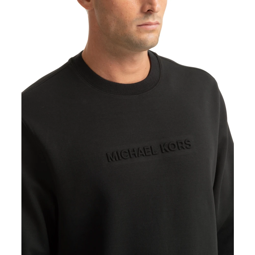 Michael Kors Logo Geëmbossed Katoenen Blend Sweater Black Heren