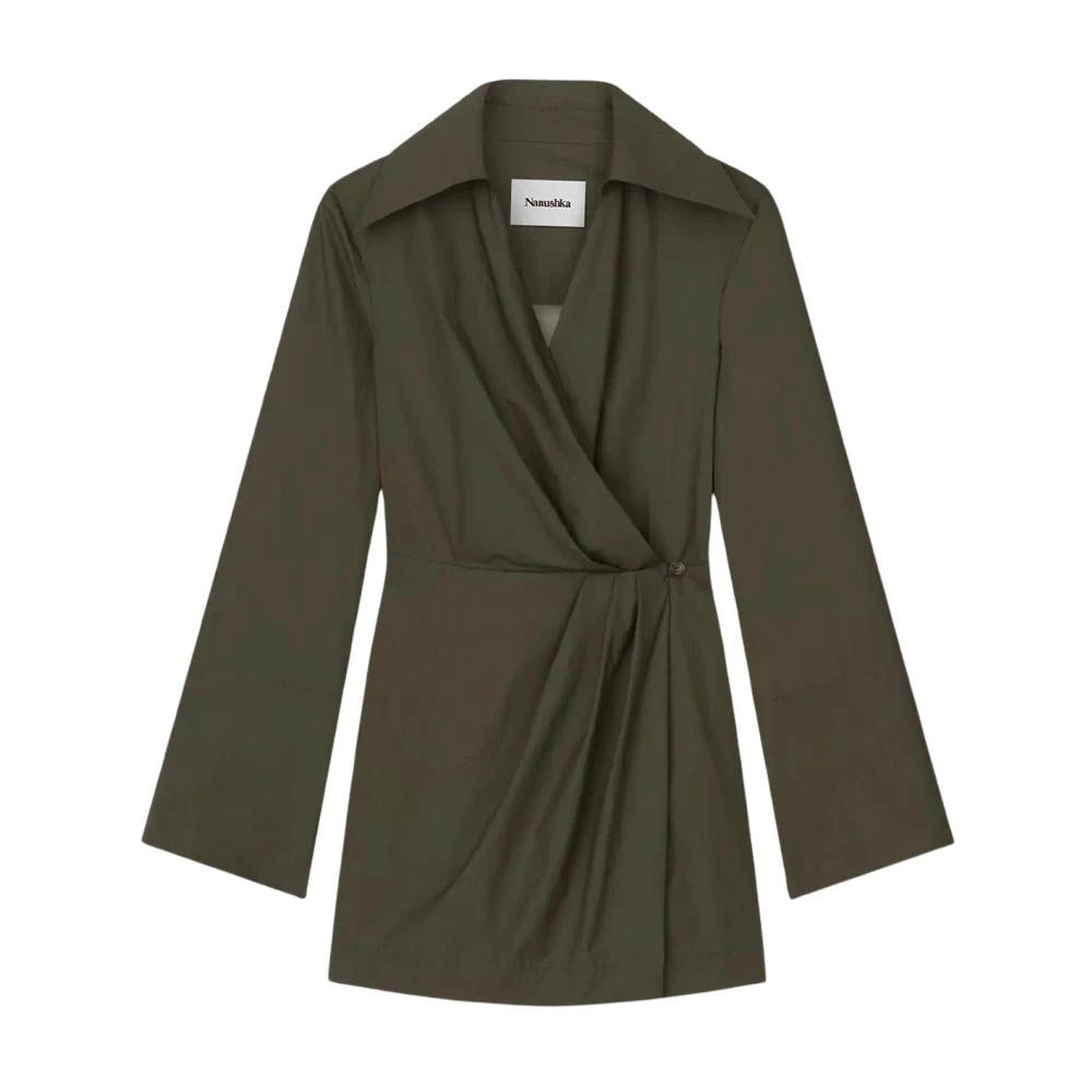 Nanushka Khaki Mini Wrap Jurk Esma Green Dames