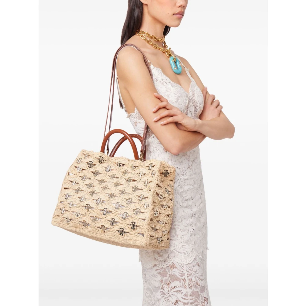 Paco Rabanne Natuurlijke Raffia Handtas Beige Dames