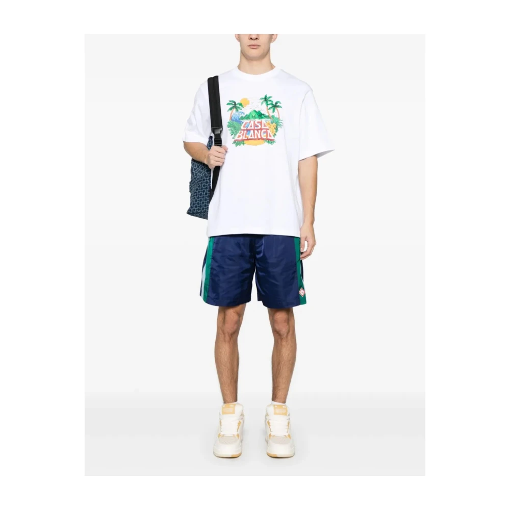 Casablanca Geplooide Nylon Blauwe Shorts Blue Heren