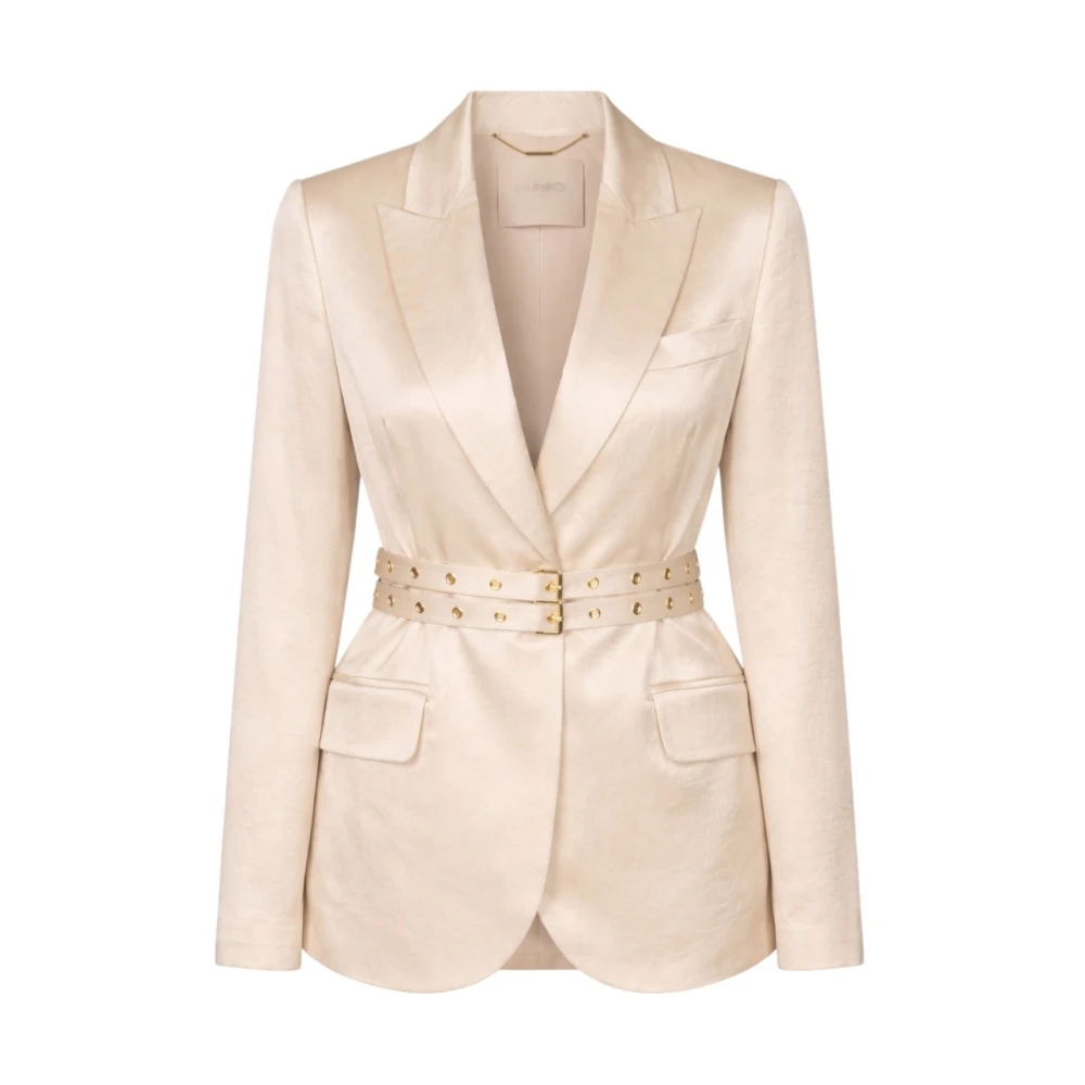 Liu Jo Women's Beige Blazers, Xs, Satin Blazer With Belt