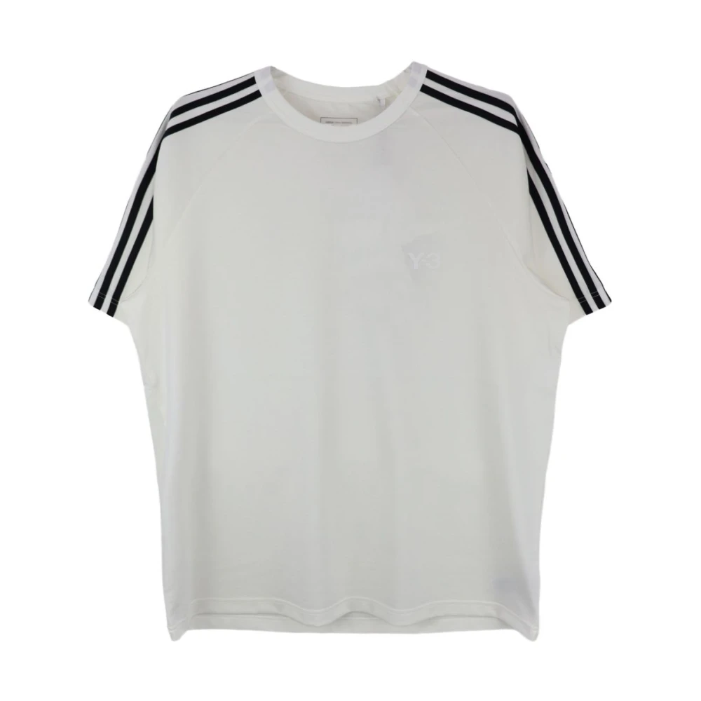 Y-3 Men's White T-Shirts, M, Short Sleeve Tee 3-Stripes