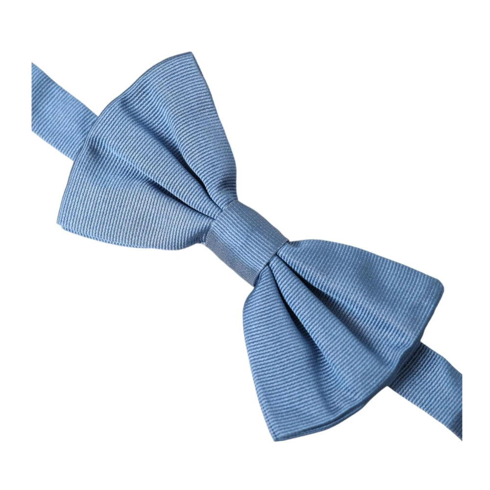 Dolce & Gabbana Blauwe Zijden Vlinderdas Verstelbare Hals Blue Heren