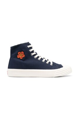 midnight-blue-floral-print-high-top-sneakers