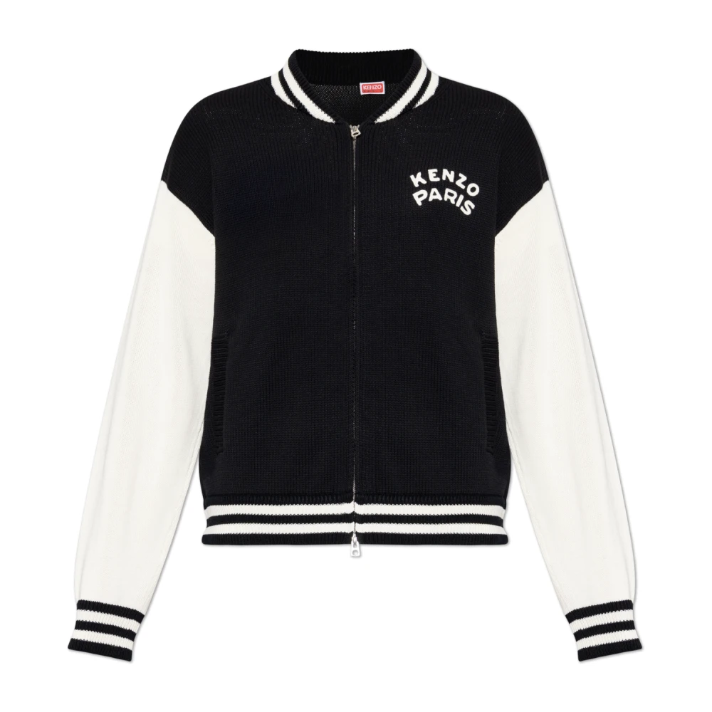Kenzo Mannelijk Zwart Truien & Vesten Heren, S, Katoen, Paris Emblem Varsity Cardigan