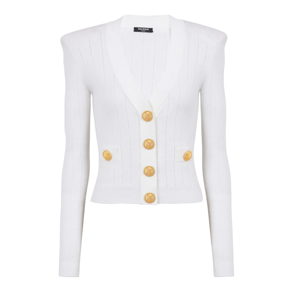 Balmain Geknipte gebreide vest White Dames