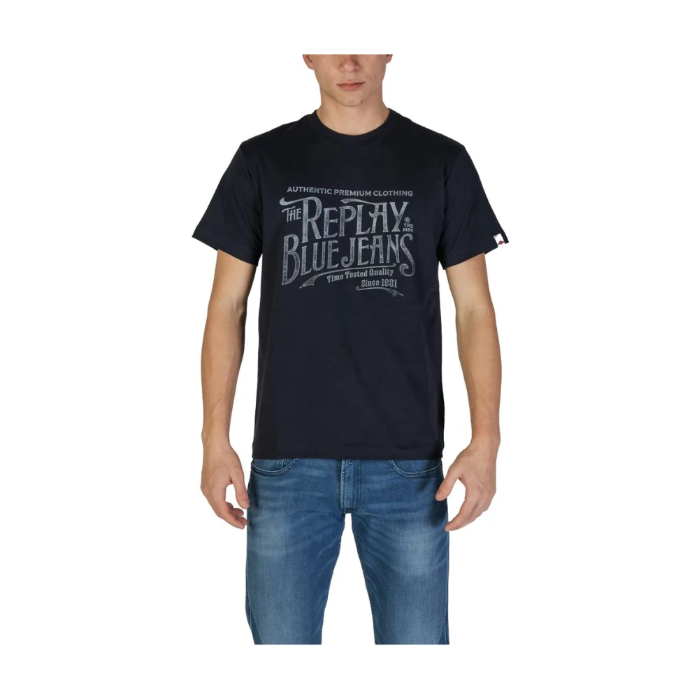 Replay Blauw Katoenen T-Shirt Korte Mouw Blue Heren