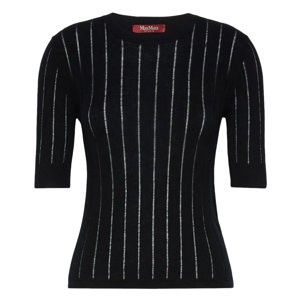 Max Mara Black Round-Neck Knitwear, Female, M, T-Shirts And Polos