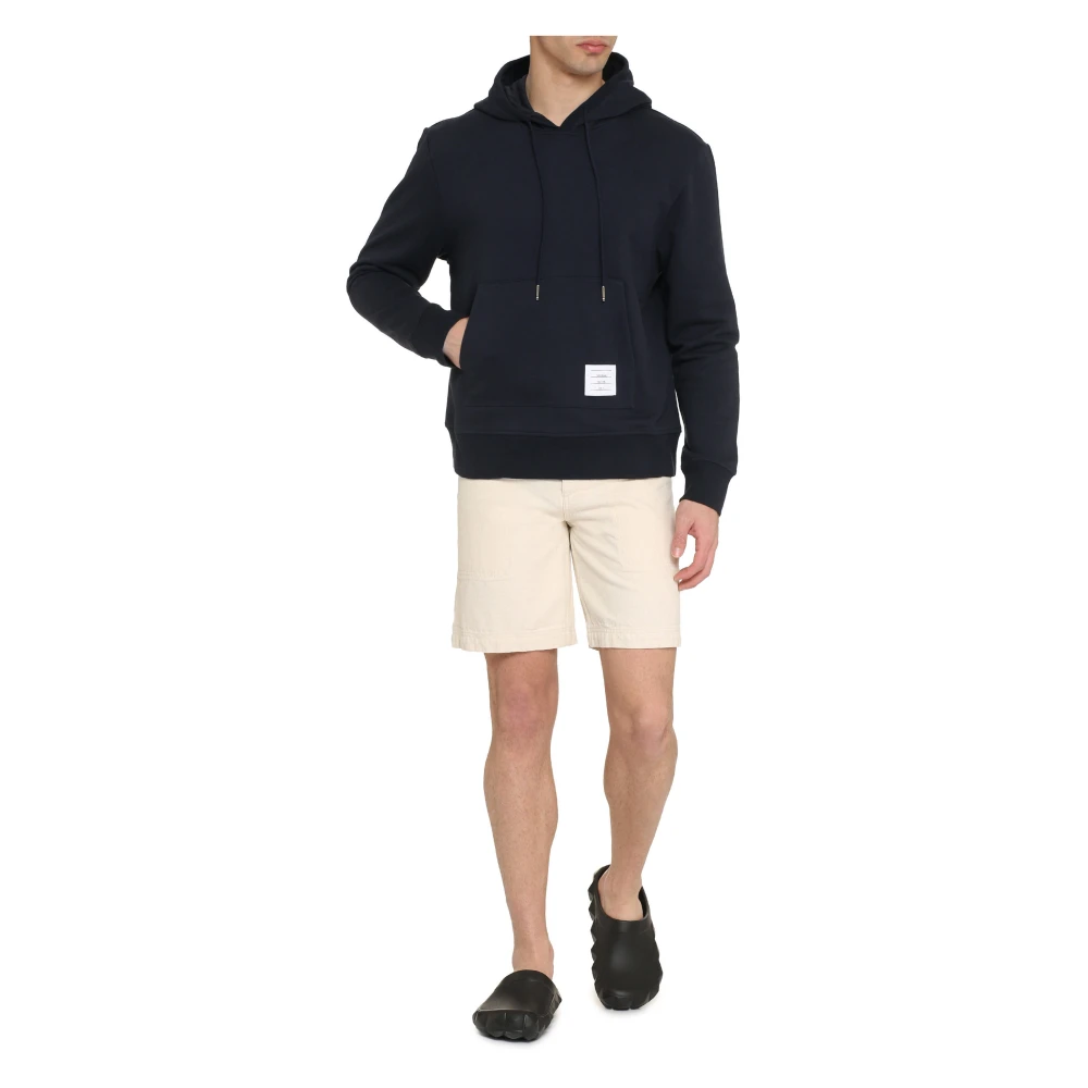 Thom Browne Geborduurde katoenen hoodie Blue Heren