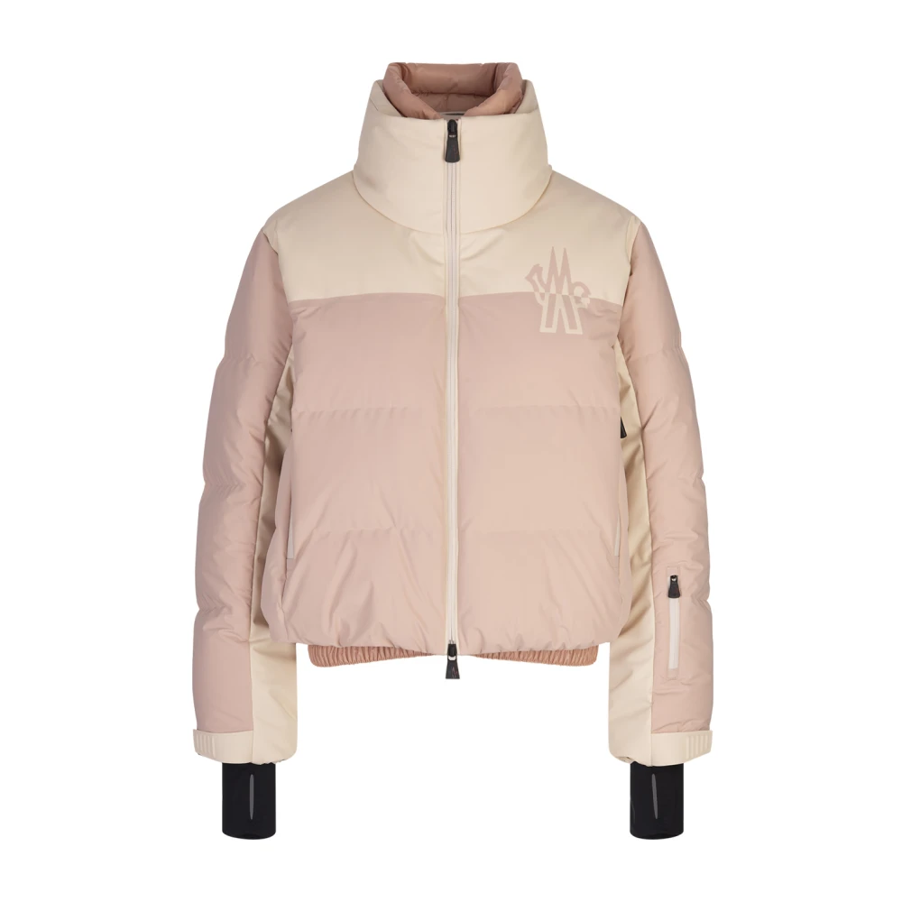 Moncler Rosa Skidjacka med Fjälldetaljer Pink, Dam