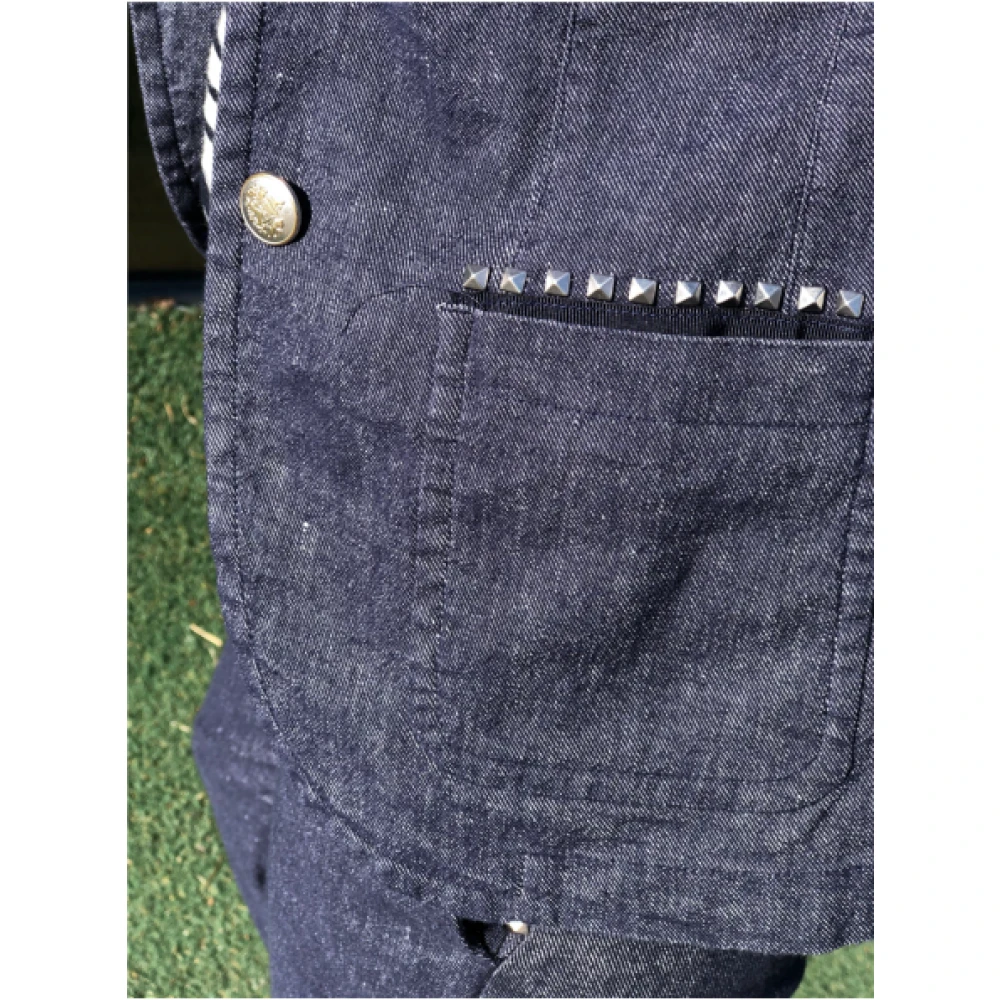 Mason's Denim-effect Blazer met Knoopdetail Blue Dames