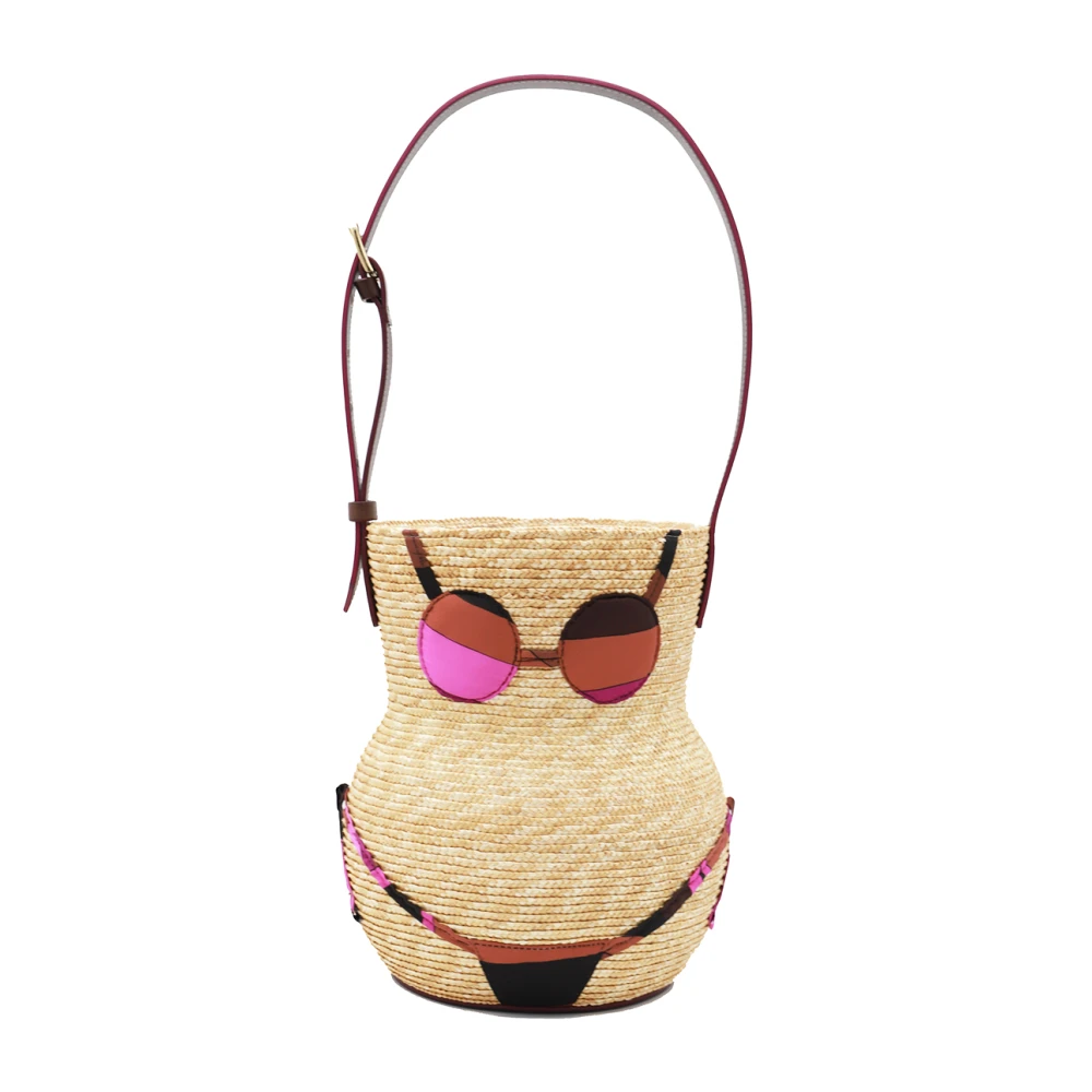 EMILIO PUCCI Natuurlijke Raffia Satchel met Voorvak Beige Dames