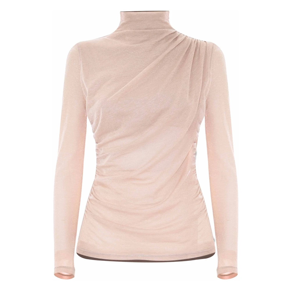Kocca Draped Polo Neck T-shirt Beige Dames