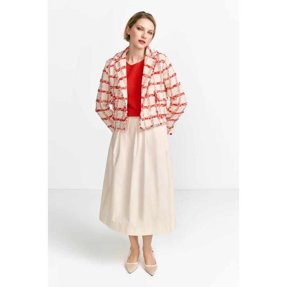 Rich & Royal Geruite Boucle Jas Beige Dames
