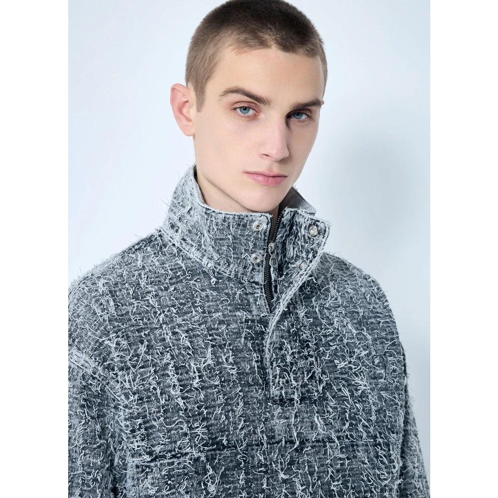 Diesel Bouclé Textuur Denim Jack Gray Heren