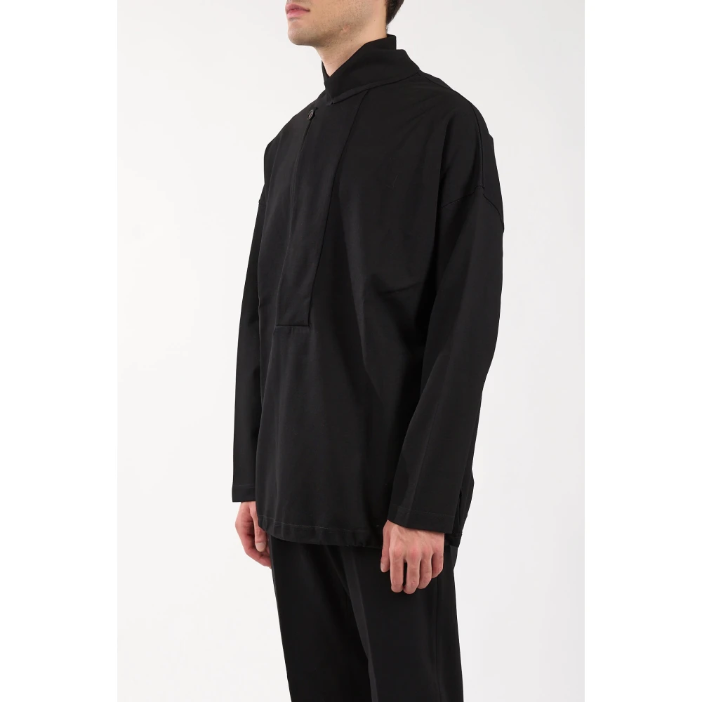 Hevo V-hals viscose sweatshirt oversized stijl Black Heren