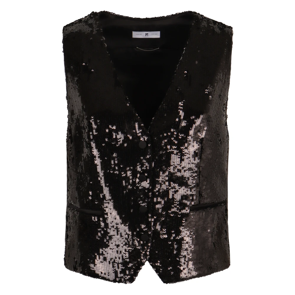 PT Torino Klassieke Vest met Twee Knopen Sluiting Black Dames