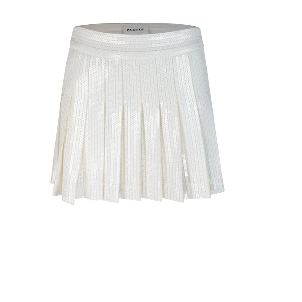 P.a.r.o.s.h. Witte Pailletten Rok White Dames