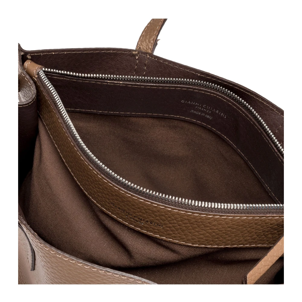 Gianni Chiarini Bruin leren Maxi-tas met handvatten Brown Dames